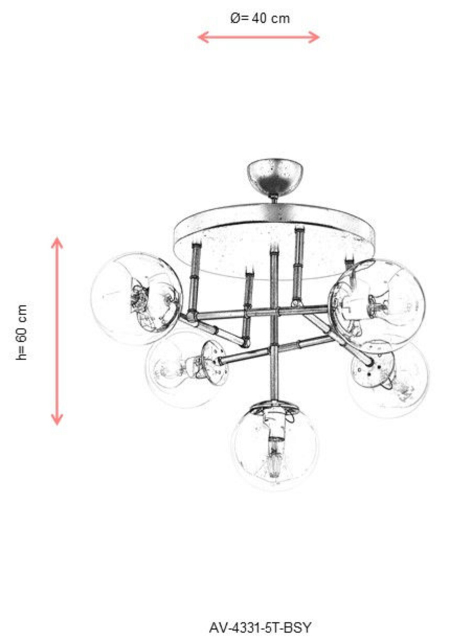 Lustra, Avonni, 683AVN1325, Metal, Negru