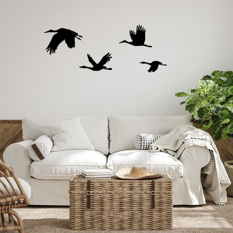 Decoratiune de perete, stork, metal, 30 x 20 cm, negru