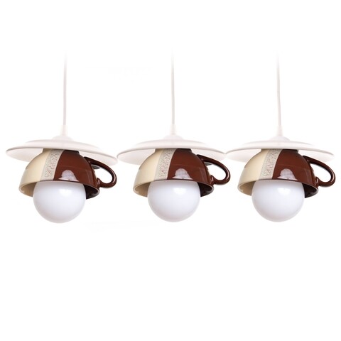 Lustra afternoon tea triple crazy, deco republic, e27, 1x60w, ceramica, crem/maro