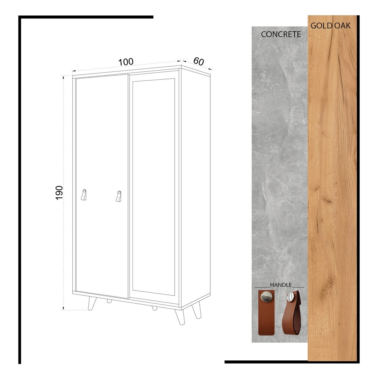 Dulap pentru haine, Mod Design, Rana, 100x190x60 cm, Stejar