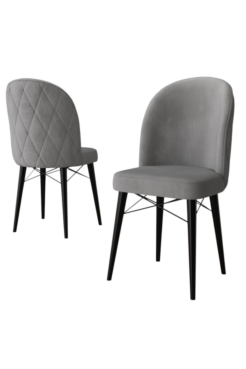 Set scaune 6 piese, Hanah Home, Bika, Gri/Negru — imaginea 2