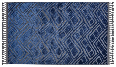 Covor de hol, Las Monte 3009, 80x150 cm, 60% bumbac;40% fibre acrilice, Gri/Albastru Marin