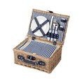 Cos de picnic 2 persoane Lorenzo, Homla, 38x26x16 cm, rachita/inox, natur/albastru