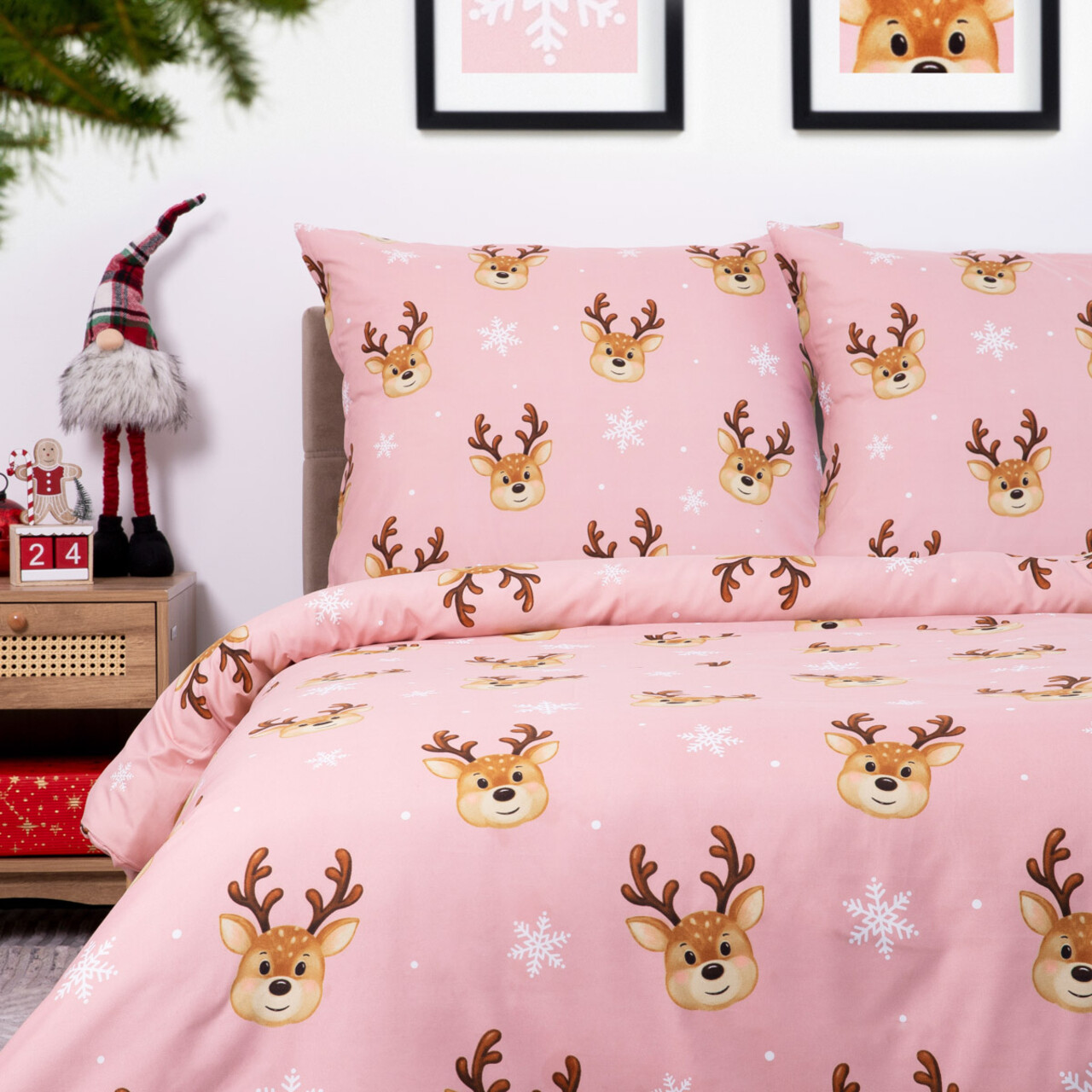 Lenjerie de pat dubla Iremi, Homla, 3 piese, 160x200 cm, microfibra din poliester, roz