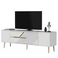 Comoda TV, Olivia, Dekolp5, Alb/Auriu