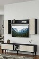 Comoda TV, Hanah Home, Didema 150, 150x40.5x30 cm, Antracit / Travertin