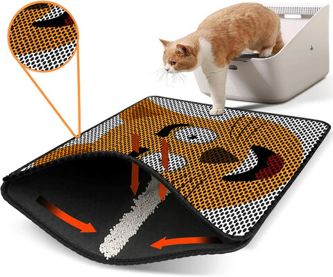 Covoras litiera pentru colectarea granulelor de nisip, Nrszn0196, 45×60 cm, 50% PVC/50% POLIESTER, Multicolor Gravel
