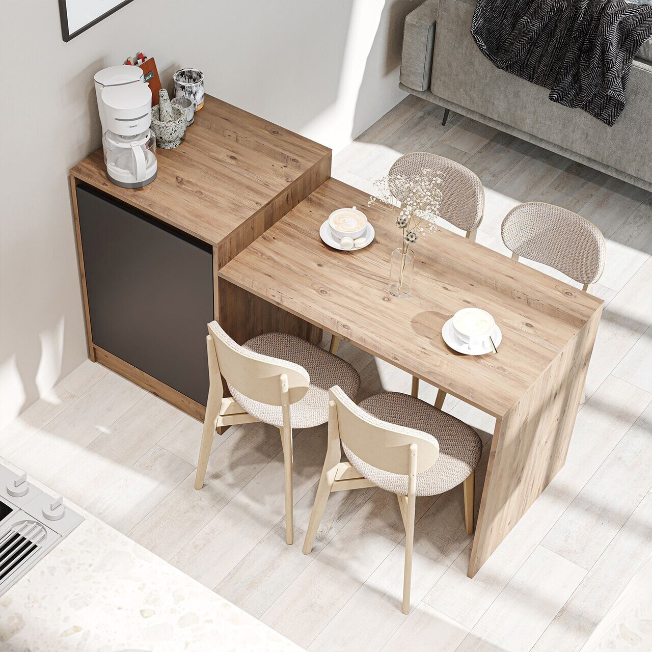 Masa de bucatarie, Hanah Home, 2787, 160x85x60 cm, PAL MELAMINAT, Pin Atlantic / Antracit — imaginea 3