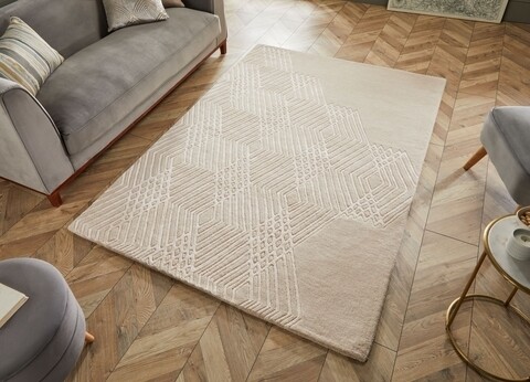 Covor, Flair Rugs, Architect Diamons Natural, 120 x 170 cm, lana/viscoza, natural Covoare