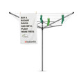 Uscator de rufe rotativ cu 4 brate + cu suport fixare pamant, Brabantia, Lift-O-Matic, 40 m capacitate de uscare, otel, gri metalizat