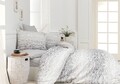 Lenjerie de pat dubla Gravur, Majoli Home Collection, 4 piese, 200x220 cm, 100% bumbac ranforce, maro
