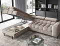 Coltar extensibil stanga 5 locuri ELTAP, LT-02PA, Ferucce, 276x200x93 cm, lemn/poliester, bej deschis