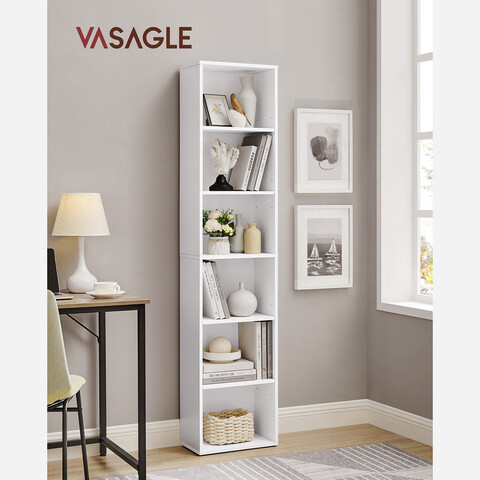 Corp biblioteca cu 6 rafturi, Vasagle, Scandinavian, 40x24x178.5 cm, PAL, alb