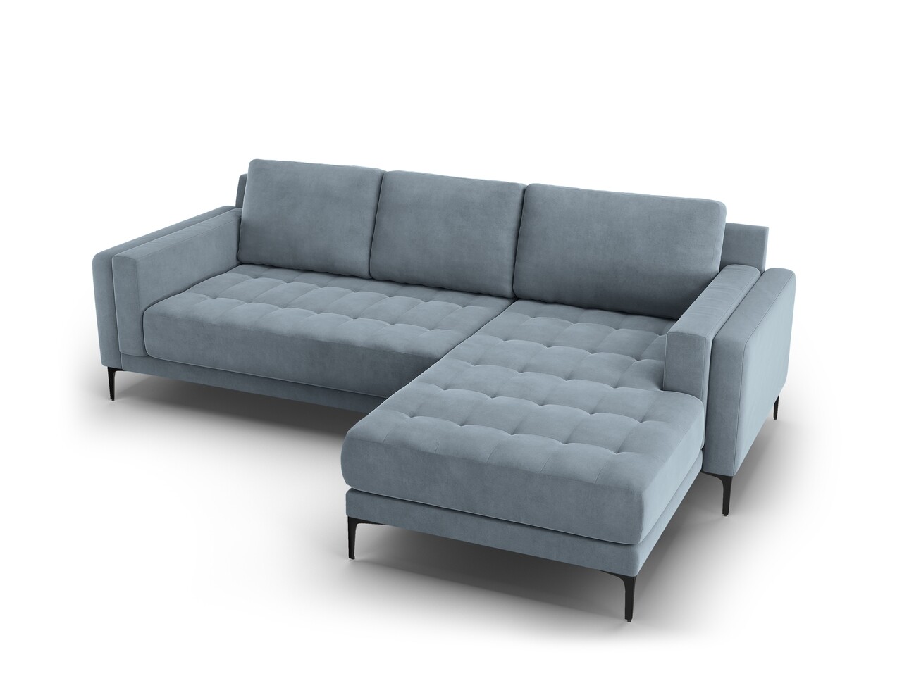 Coltar Dreapta, Orrino, Mazzini Sofas, 4 Locuri, 242x164x82 Cm, Catifea, Albastru Deschis