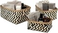Set 3 cutii cosuri depozitare, Compactor, Zebra, bambus, bej/negru
