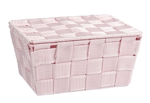 Cos depozitare cu capac, Wenko, Adria, 19 x 10 x 14 cm, polipropilena, roz mezoni.ro imagine noua 2022