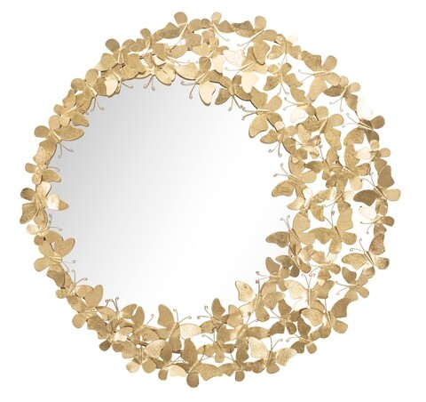 Oglinda decorativa Butterfly Wind, Mauro Ferretti, Ø 81.5 cm, fier, auriu Decoratiuni