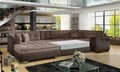 Coltar extensibil stanga 5 locuri ELTAP, Damario, 338x189x78 cm, lemn/poliester, maro deschis/maro inchis