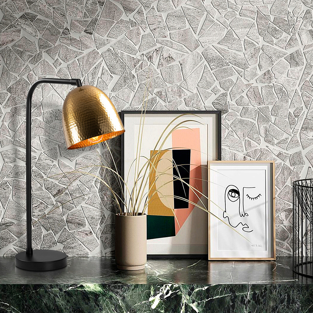 Lampa de masa, Tatum, 584TTM1728, Metal, Negru / Vintage - 1 | YEO