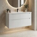 Dulap de baie cu chiuvetă, Hanah Home, Messina 100 v2, Alb mat