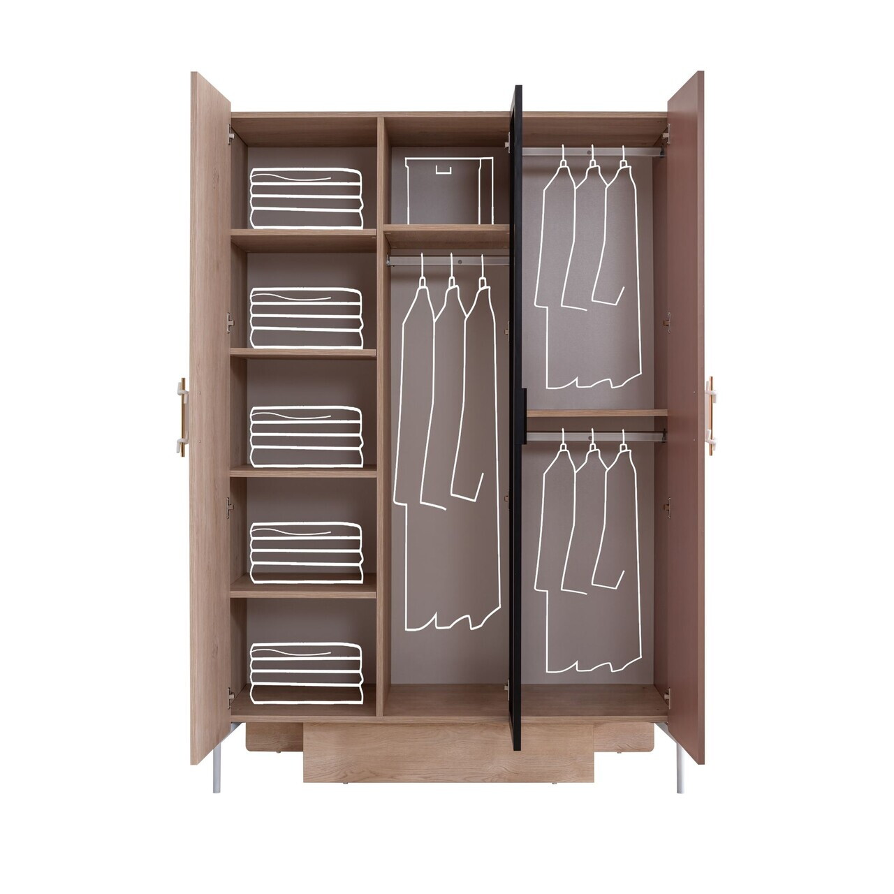 Dulap pentru haine, Hanah Home, Rosetta, 134x200x60 cm, PAL, Maro / Roz - view 3