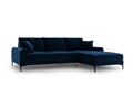 Coltar dreapta, Madara, Mazzini Sofas, 5 locuri, black legs, 254x182x90 cm, catifea, albastru regal