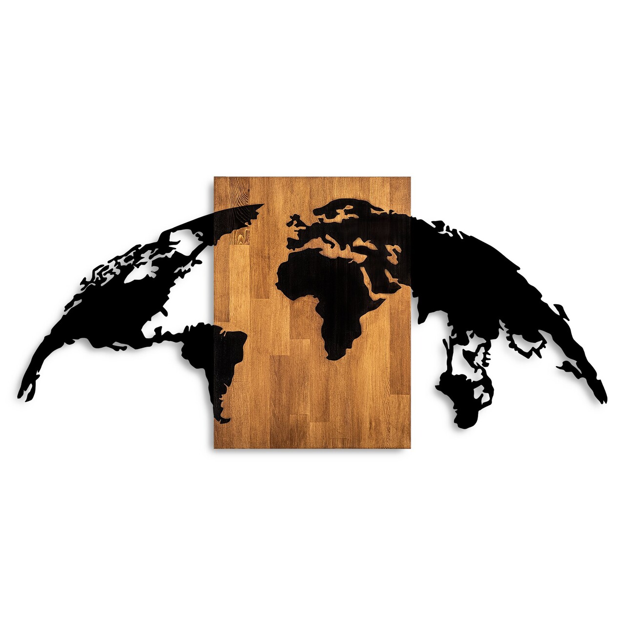 Decoratiune de perete, World Map 20, Dimensiune: 70 x 150 cm, Nuc / Negru - view 5