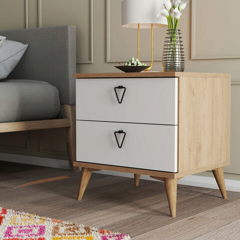 Noptiera, Mezza, Versa-Ce 3636, 52×55.1x45cm, Stejar / Alb 3636 imagine 2022