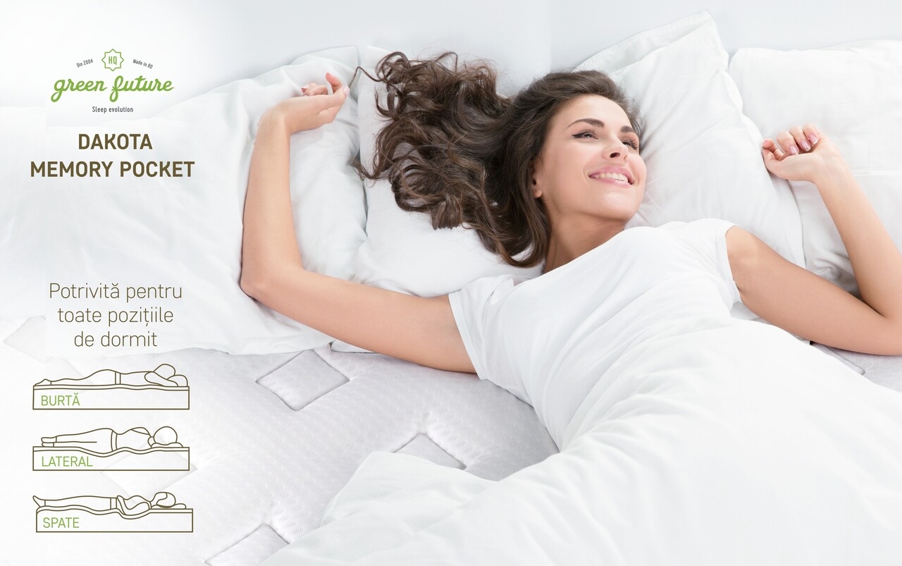 Saltea Ortopedica, Dakota, 140x190x34 cm, Arcuri Pocket, 5 cm spuma Memory, 7 Zone de Confort, fermitate medie - imagine 8