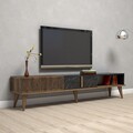 Comoda TV Milan, Hommy Craft, 180x35x40 cm, maro/negru