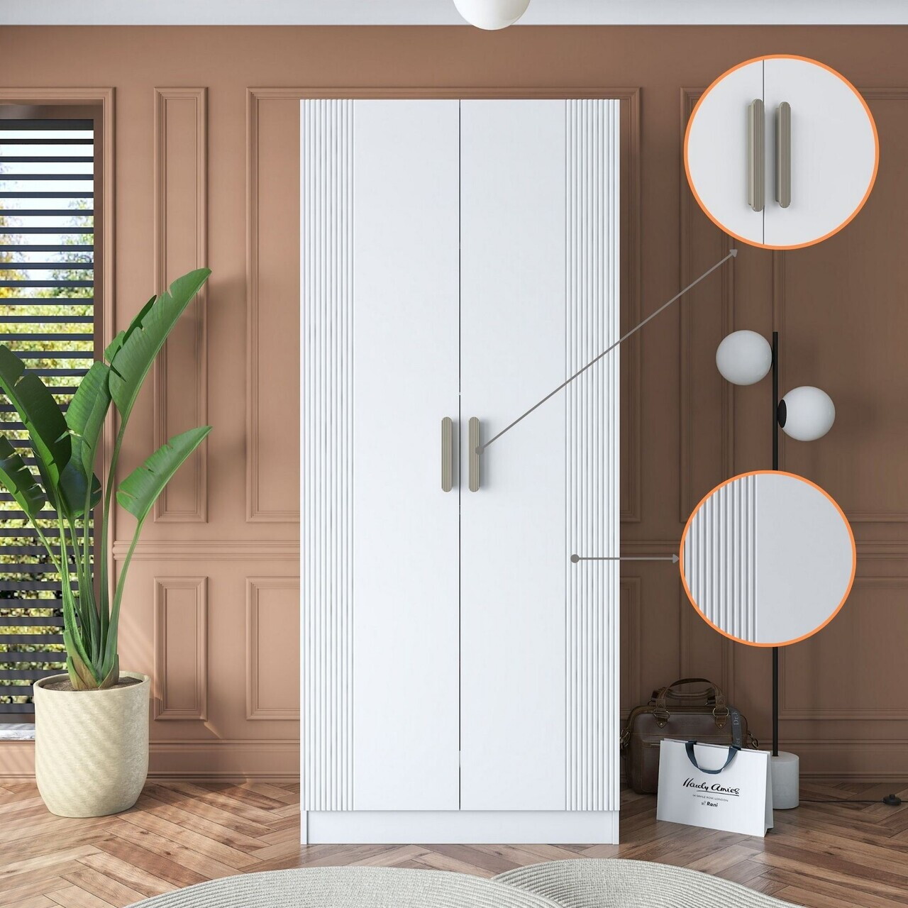Dulap pentru haine, Hanah Home, BA180, 90x210x57.5 cm, PAL melaminat, Alb - view 4