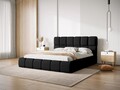 Pat tapitat cu tablie si lada depozitare, Bellis, Micadoni Home, BL, 180x200 cm, poliester chenille, negru