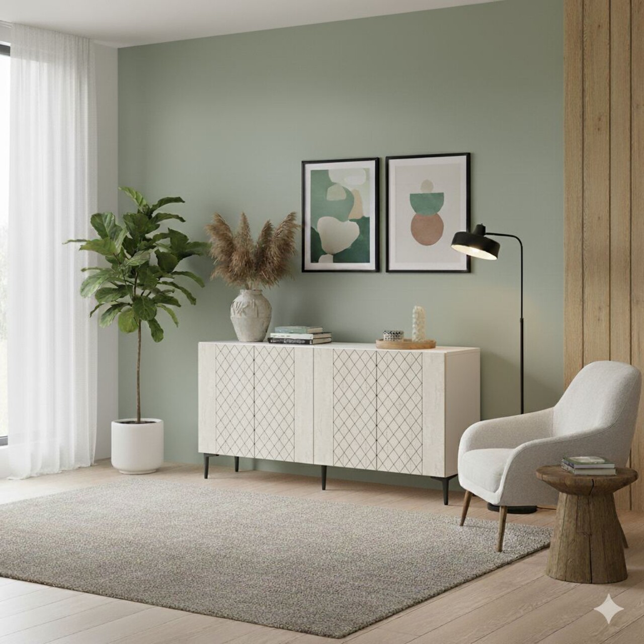 Consola, Hanah Home, Resso 150, 150x75x32 cm, Alb / Travertin - view 3