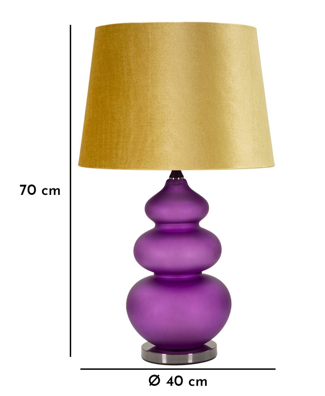 Lampa de masa Milva, Mauro Ferretti, 1 x E27, 40W, 40x70 cm, sticla/fier/catifea, mov/galben - 1 | YEO