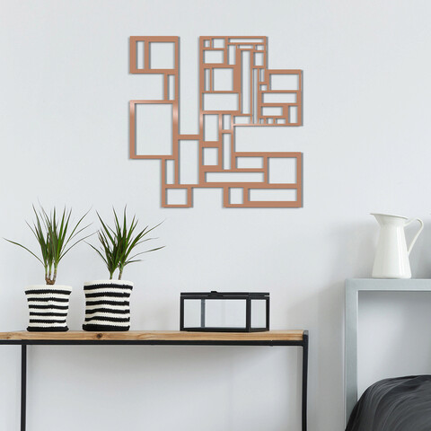 Decoratiune de perete, squares, metal, dimensiune: 50 x 50 cm, cupru