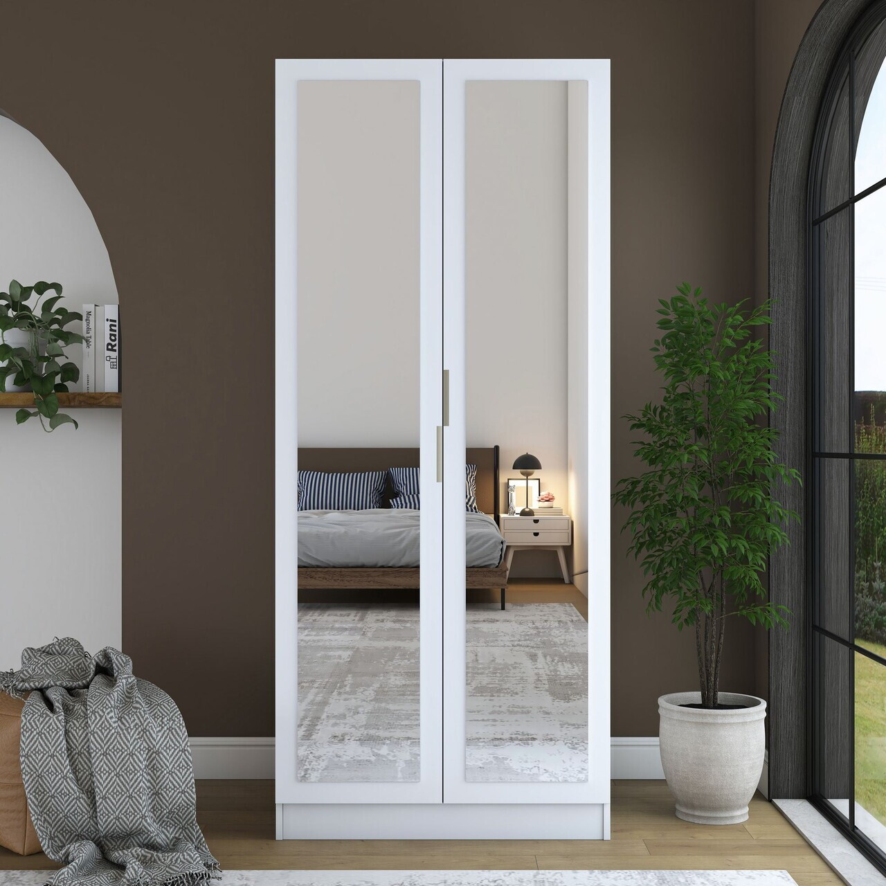 Dulap pentru haine, Hanah Home, BA230, 90x210x57.5 cm, PAL melaminat, Alb - view 2