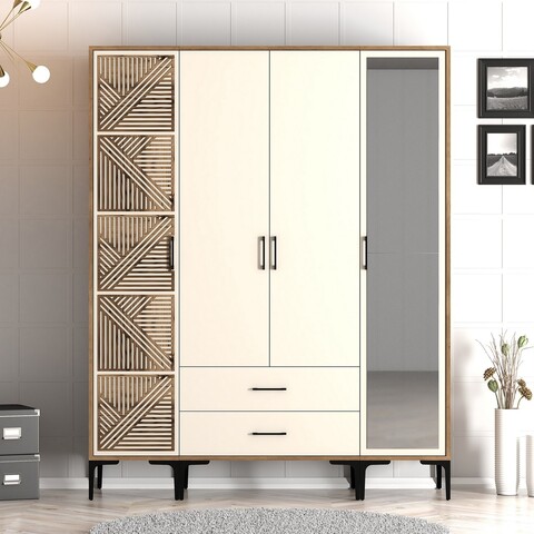 Dulap pentru haine, Hommy Craft, Kumsal PTR, 160x47.5x201.4 cm, PAL, Maro/Crem