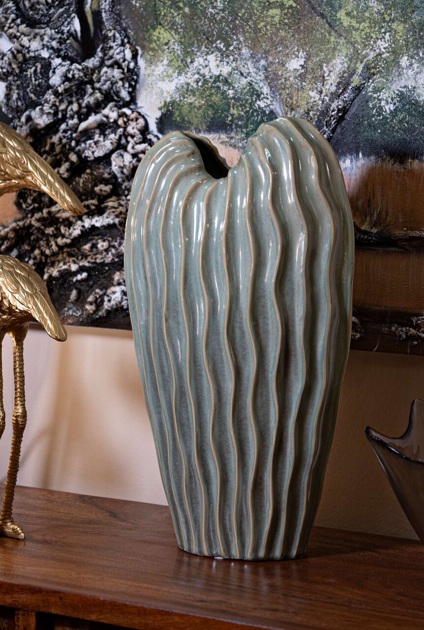 Vaza decorativa Venice, Mauro Ferretti, 27x14x46.5 cm, ceramica, verde - 2 | YEO