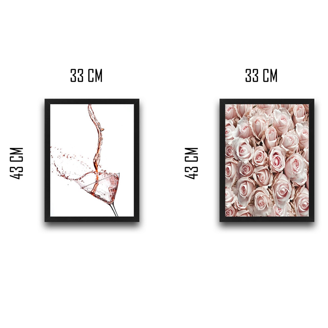 Set 2 tablouri decorative, Rose Set, PAL, Hartie, Multicolor