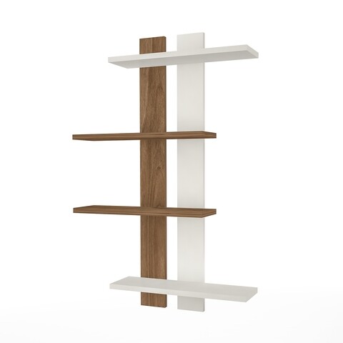 Raft pentru perete raffline, 70x24x100 cm, alb/nuc