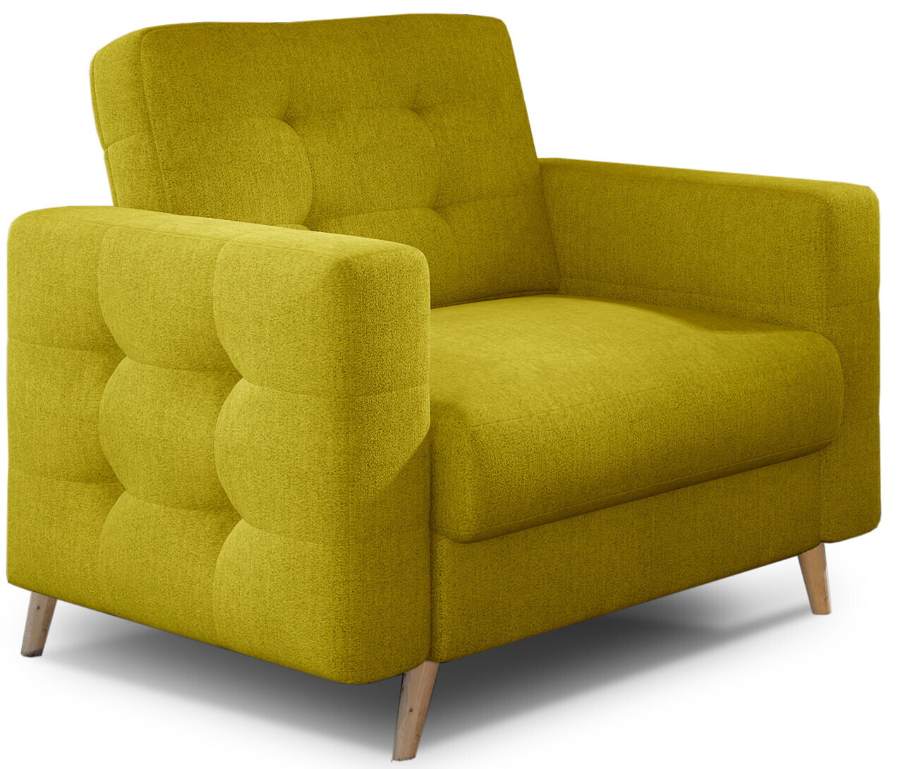 Set canapea extensibila 3 locuri si fotoliu ELTAP, Asgard, 235x95x86 cm / 107x92x86 cm, lemn/poliester, galben - view 3