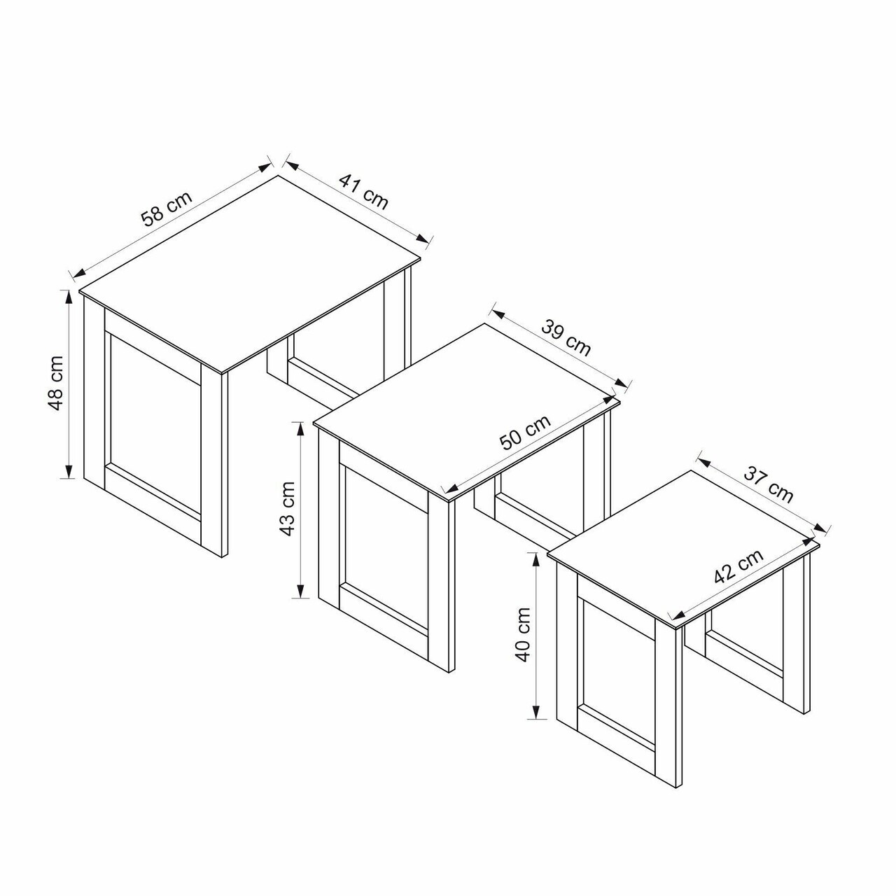 Set masute 3 piese, Hanah Home, Marlo, Coș adânc — imaginea 8