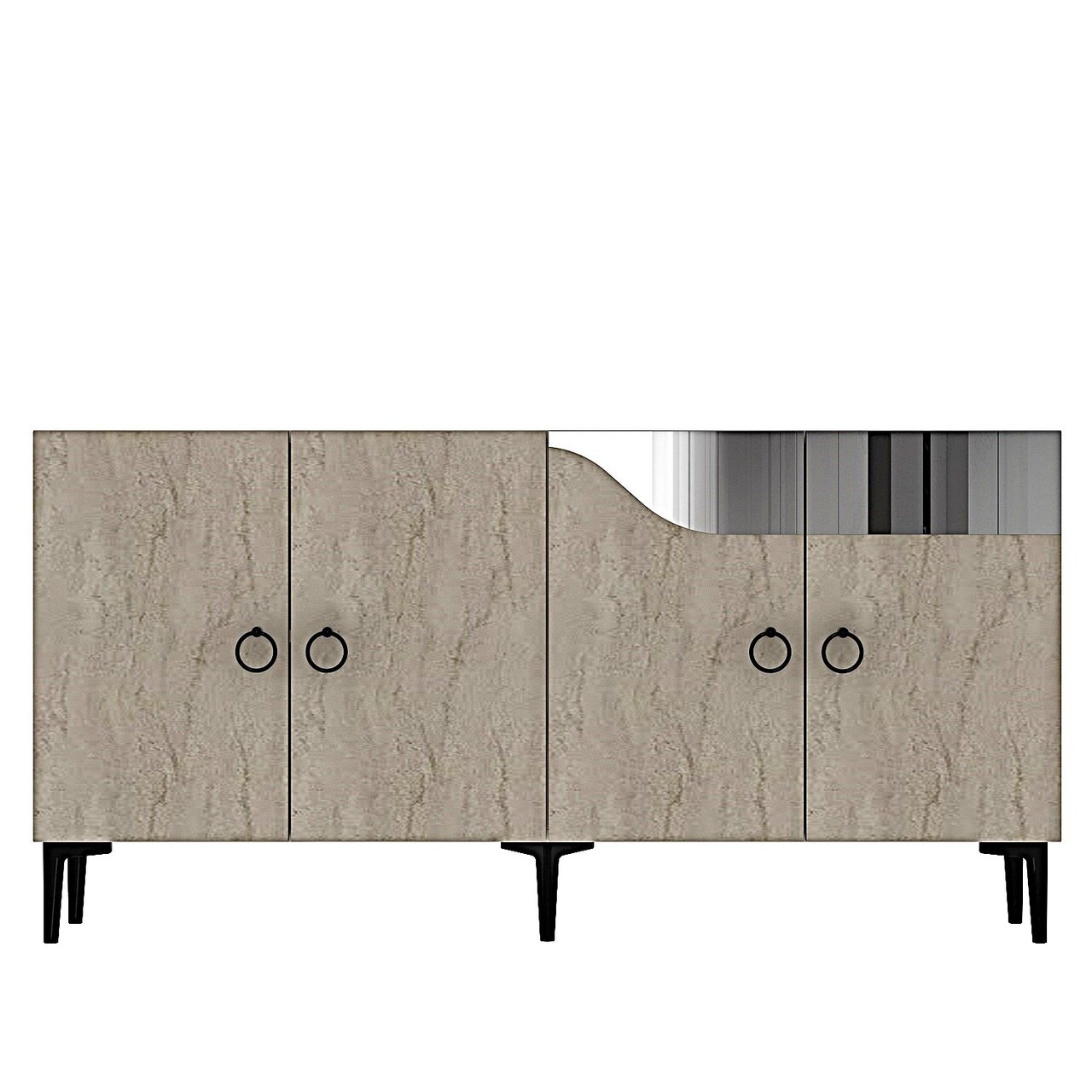 Consola, Hanah Home, Gama 150, 150x75x32 cm, PAL , White / Travertine / Silver - view 3