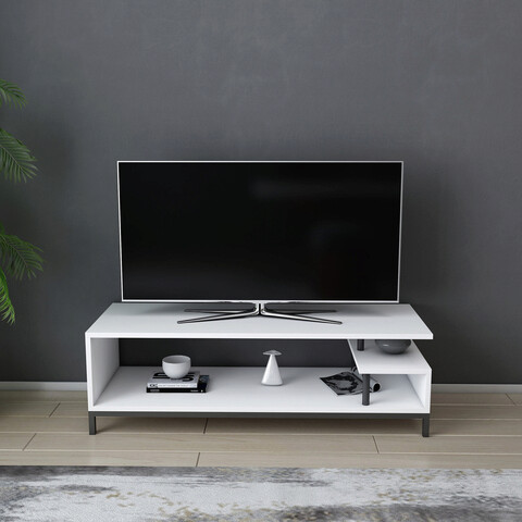 Comoda tv, retricy, reilly, 120x44.6x37.6 cm, pal, alb negru