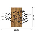 Decoratiune de perete, Migration, Metal, Cadru: 100% LEMN (grosime: 3 cm), Nuc negru