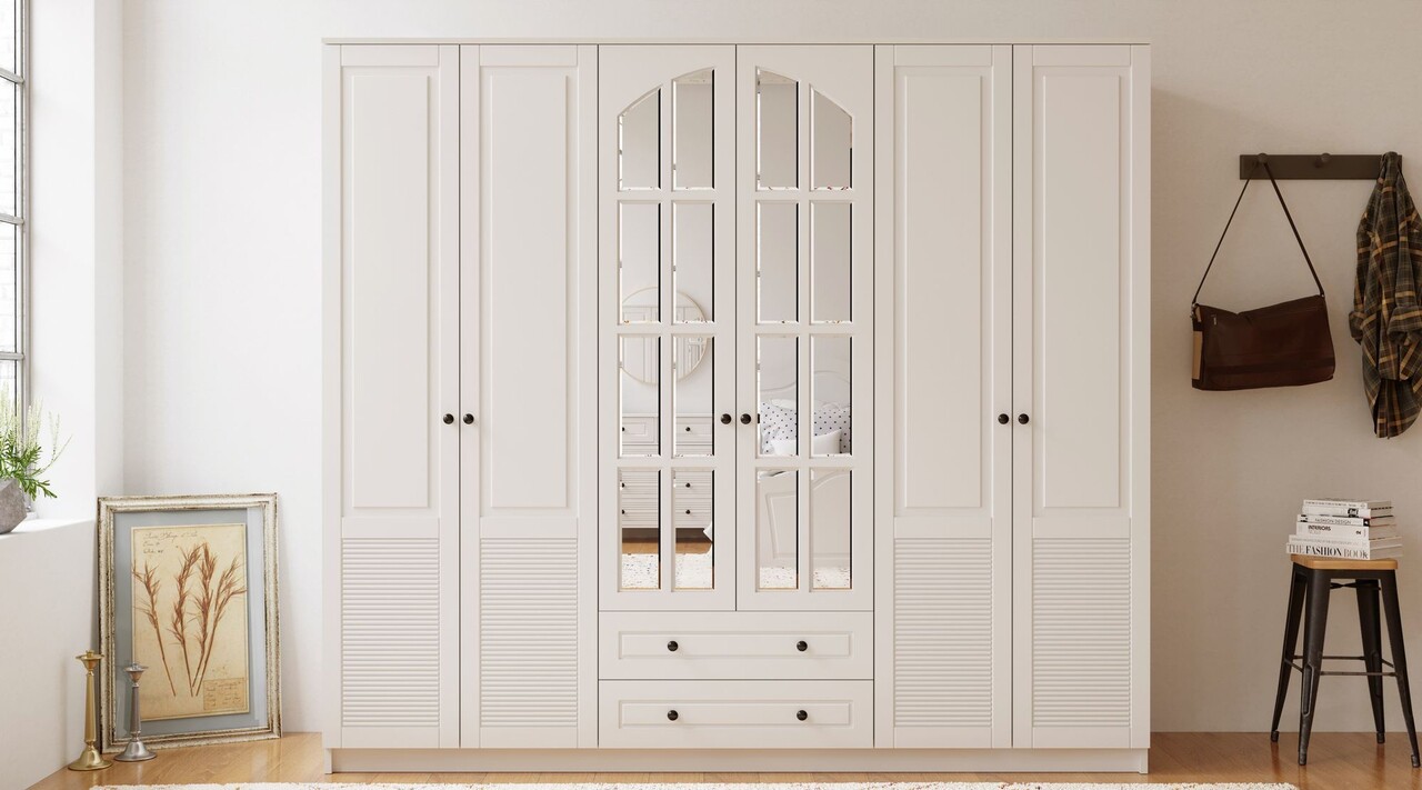 Dulap pentru haine, Rabi, Rb-115, 210x210x52 cm, Alb mat - 1 | YEO