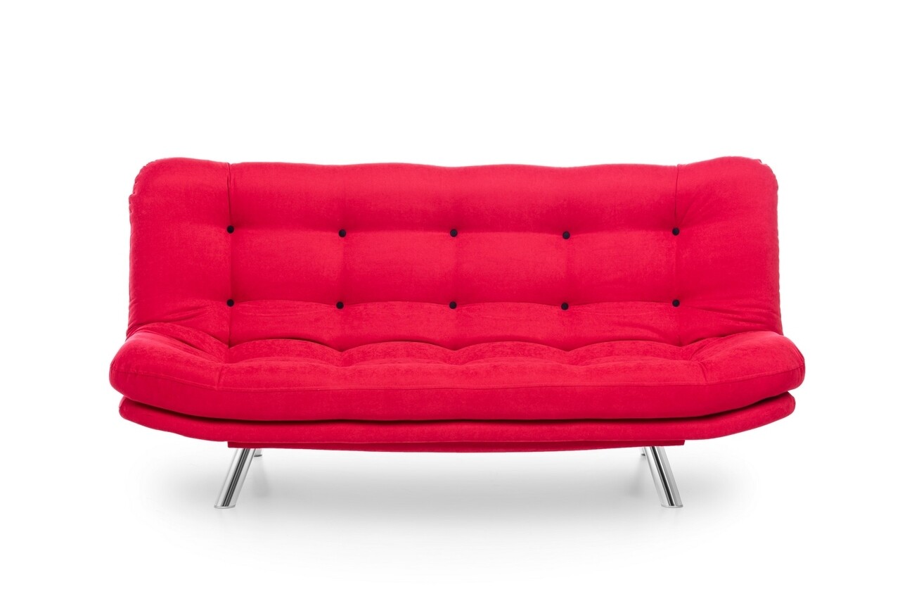 Canapea Extensibila Misa Sofabed, Futon, 3 Locuri, 198x128 Cm, Metal, Rosu