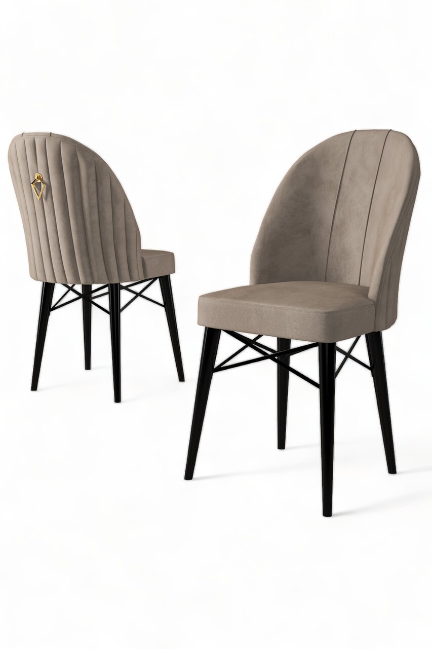 Set de scaune, Charlotte, Ritim, Metal, Cappuccino / Negru - 2 | YEO
