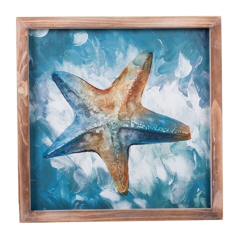 Tablou decorativ, Starfish, Creaciones Meng, 32x32 cm, hartie/lemn