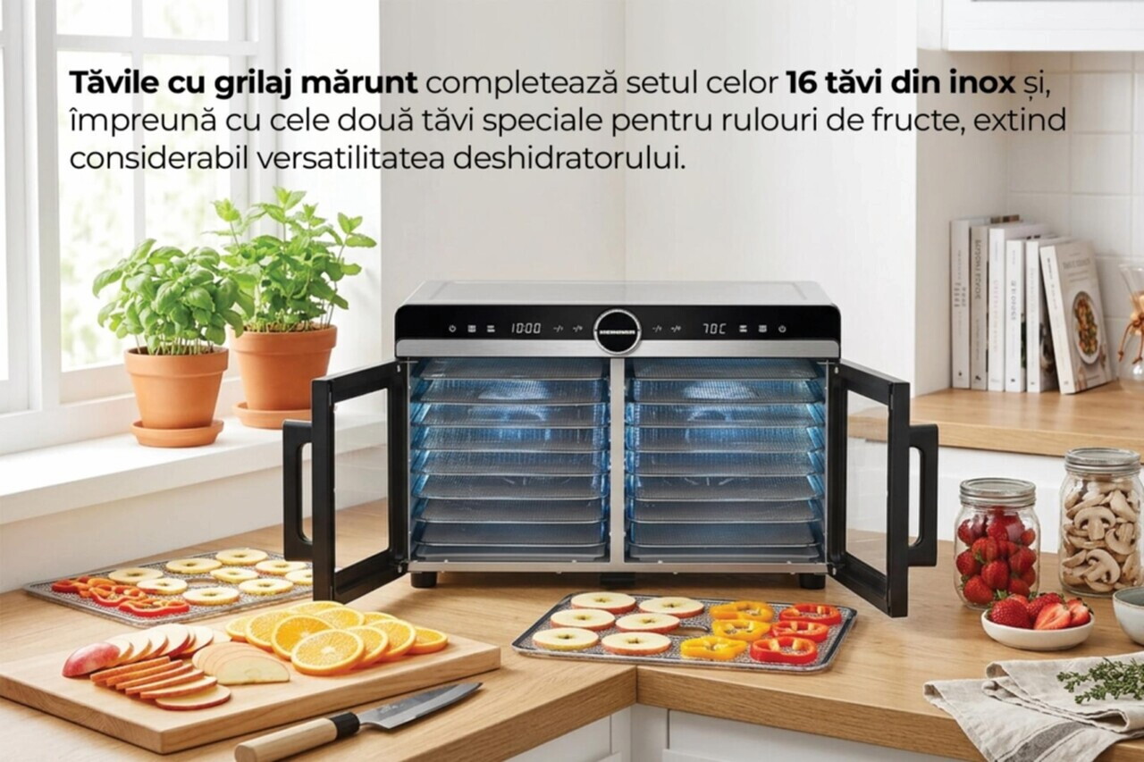 Deshidrator fructe si legume DualDry Elite, Heinner, 1200-1400W, argintiu/negru - view 13